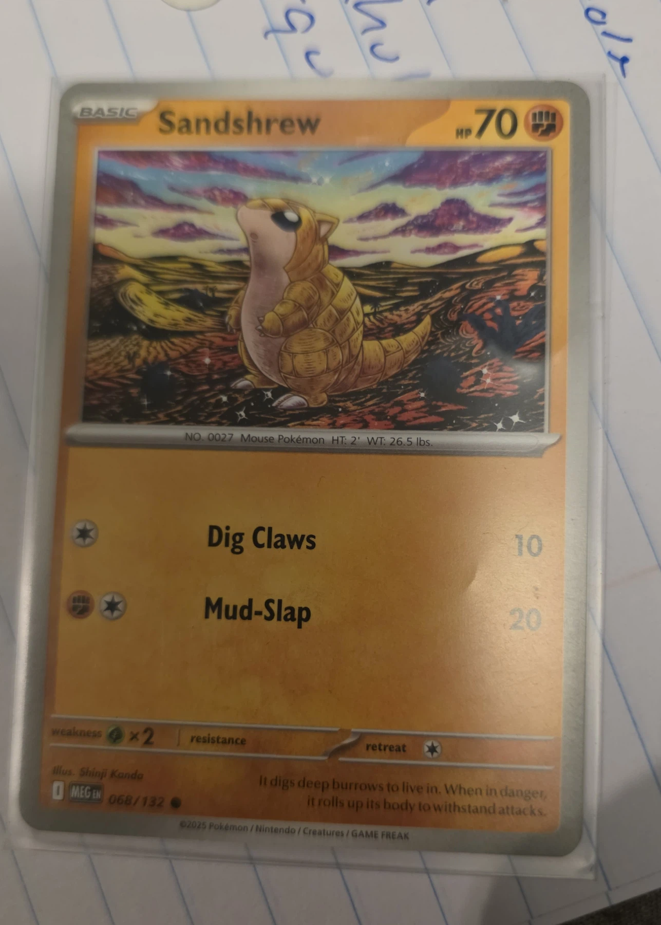 Sandshrew 068/132 Mega Evolution front card photo in PokeToGrade pregrading report