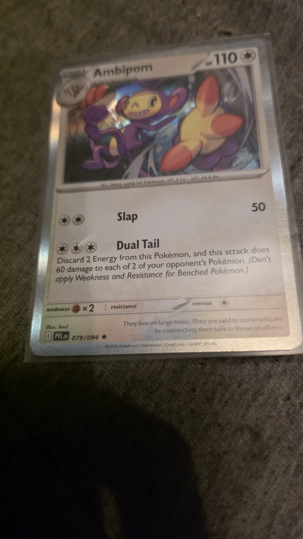 Ambipom 079/94 Phantasmal Flames front card photo in PokeToGrade pregrading report