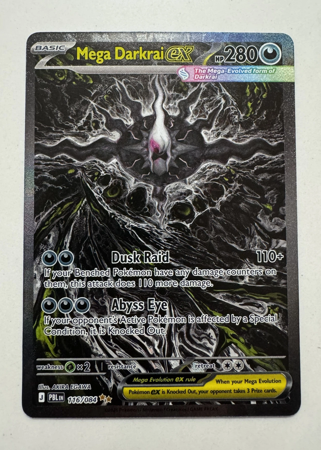 Mega Darkrai ex 116/84 Pitch Black front card photo in PokeToGrade pregrading report
