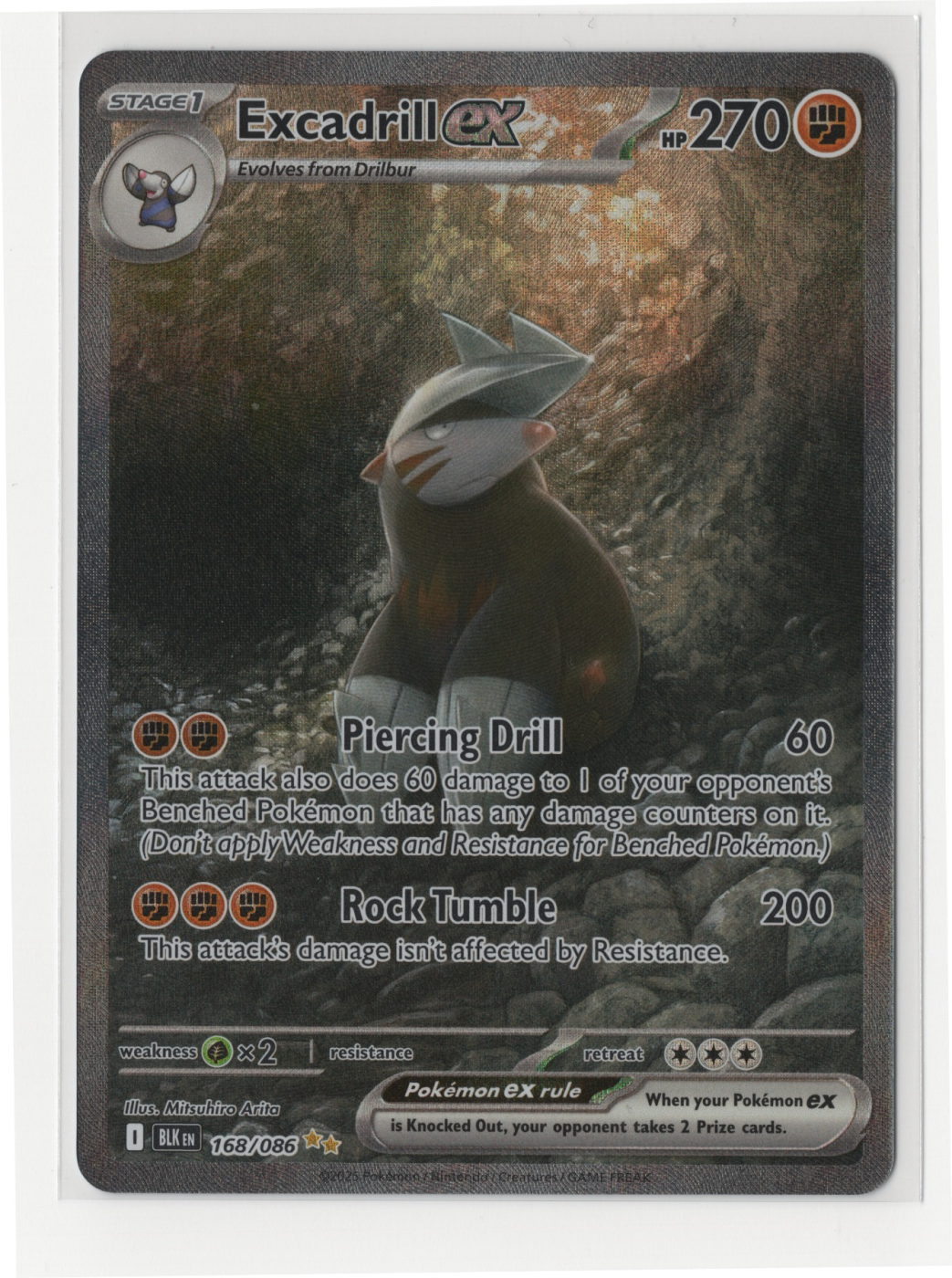 Excadrill ex 168/86 Black Bolt front card photo in PokeToGrade pregrading report