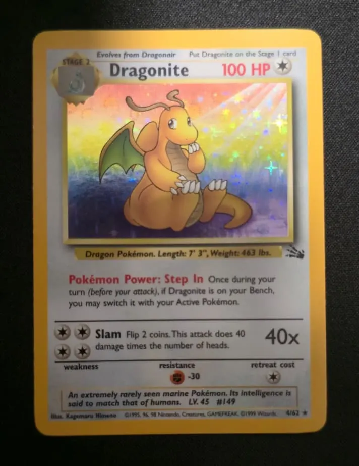 Dragonite 004/62 Fossil front card photo in PokeToGrade pregrading report