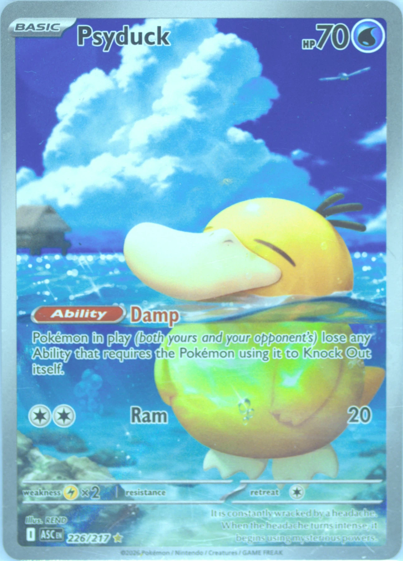 Psyduck 226/217 Ascended Heroes front card photo in PokeToGrade pregrading report