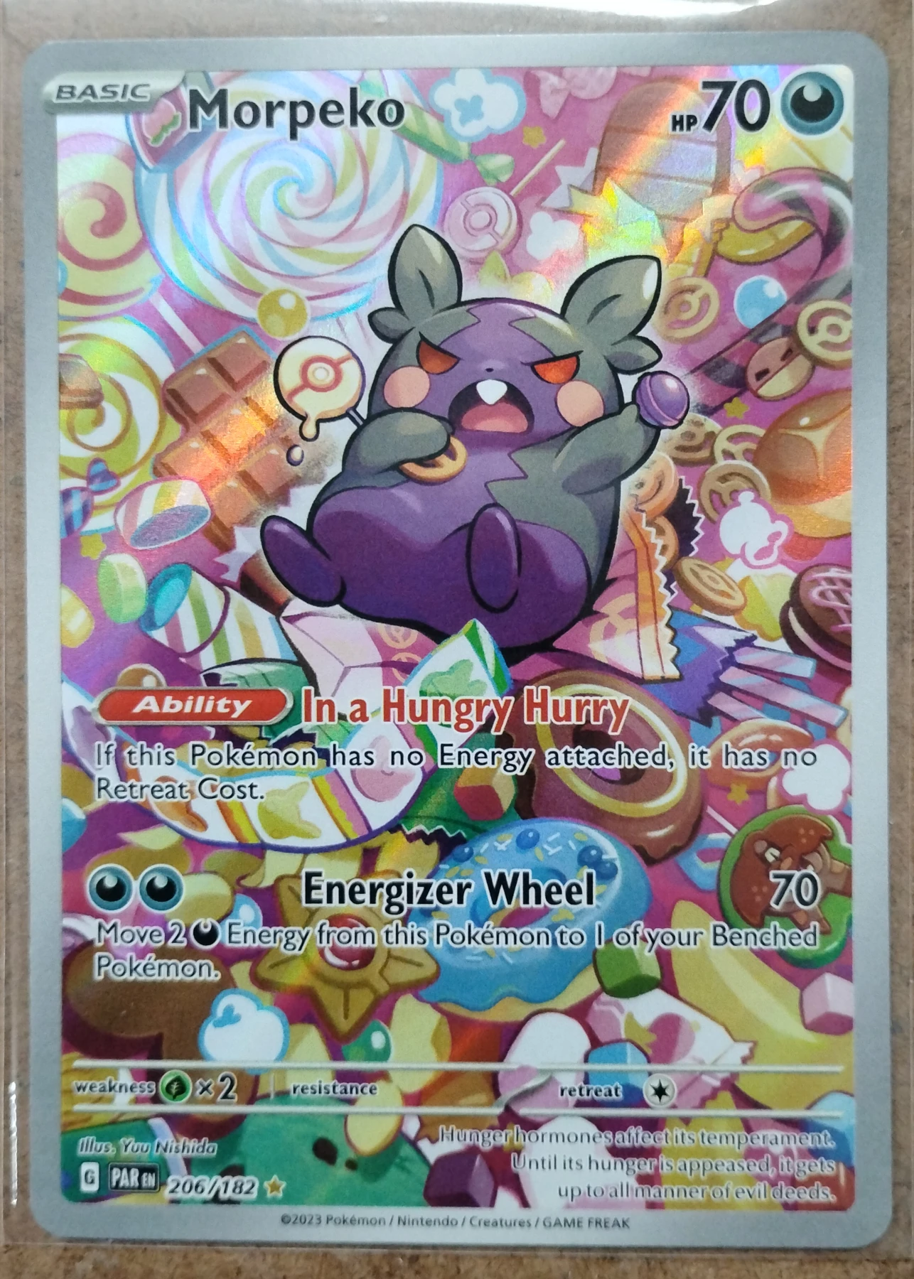 Morpeko 206/182 Paradox Rift front card photo in PokeToGrade pregrading report
