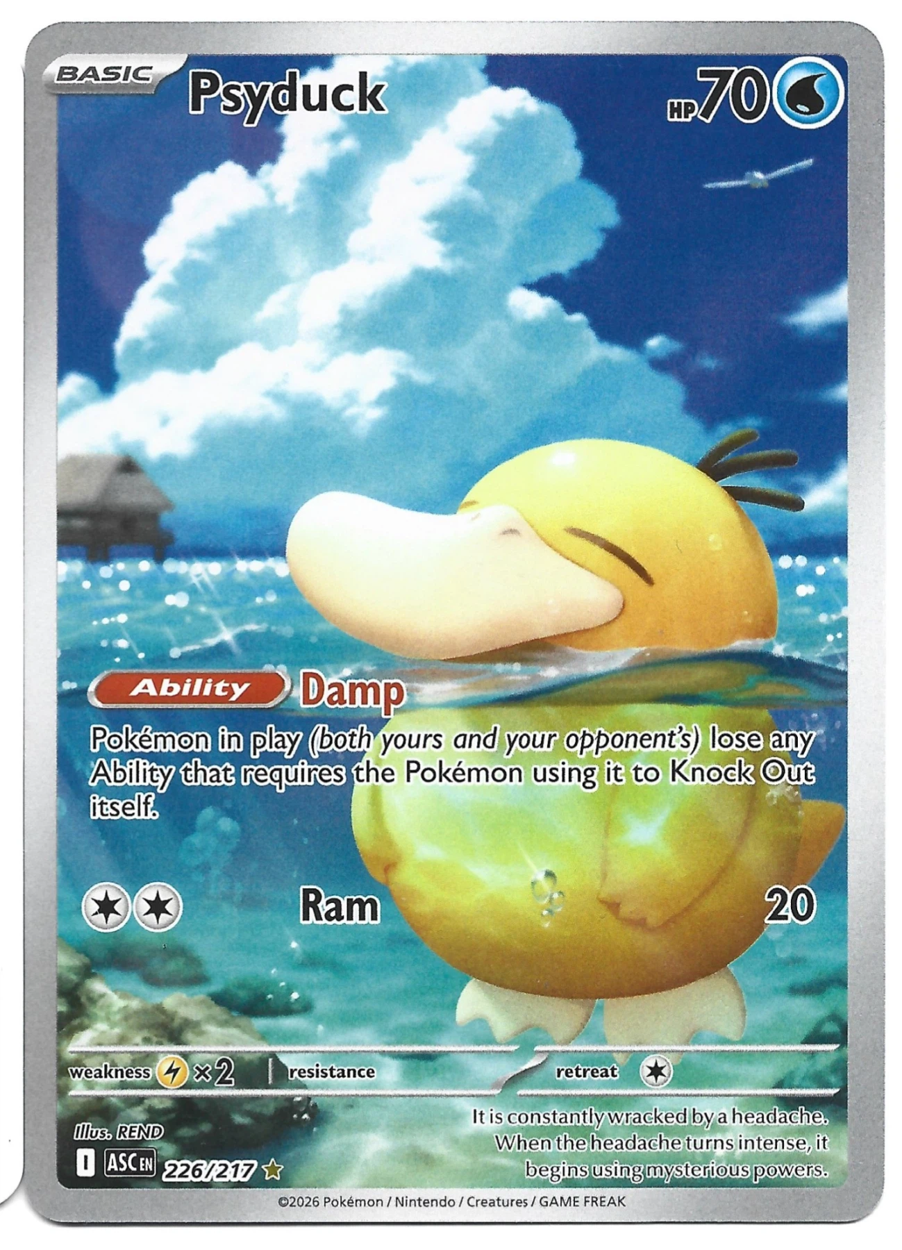 Psyduck 226/217 Ascended Heroes front card photo in PokeToGrade pregrading report