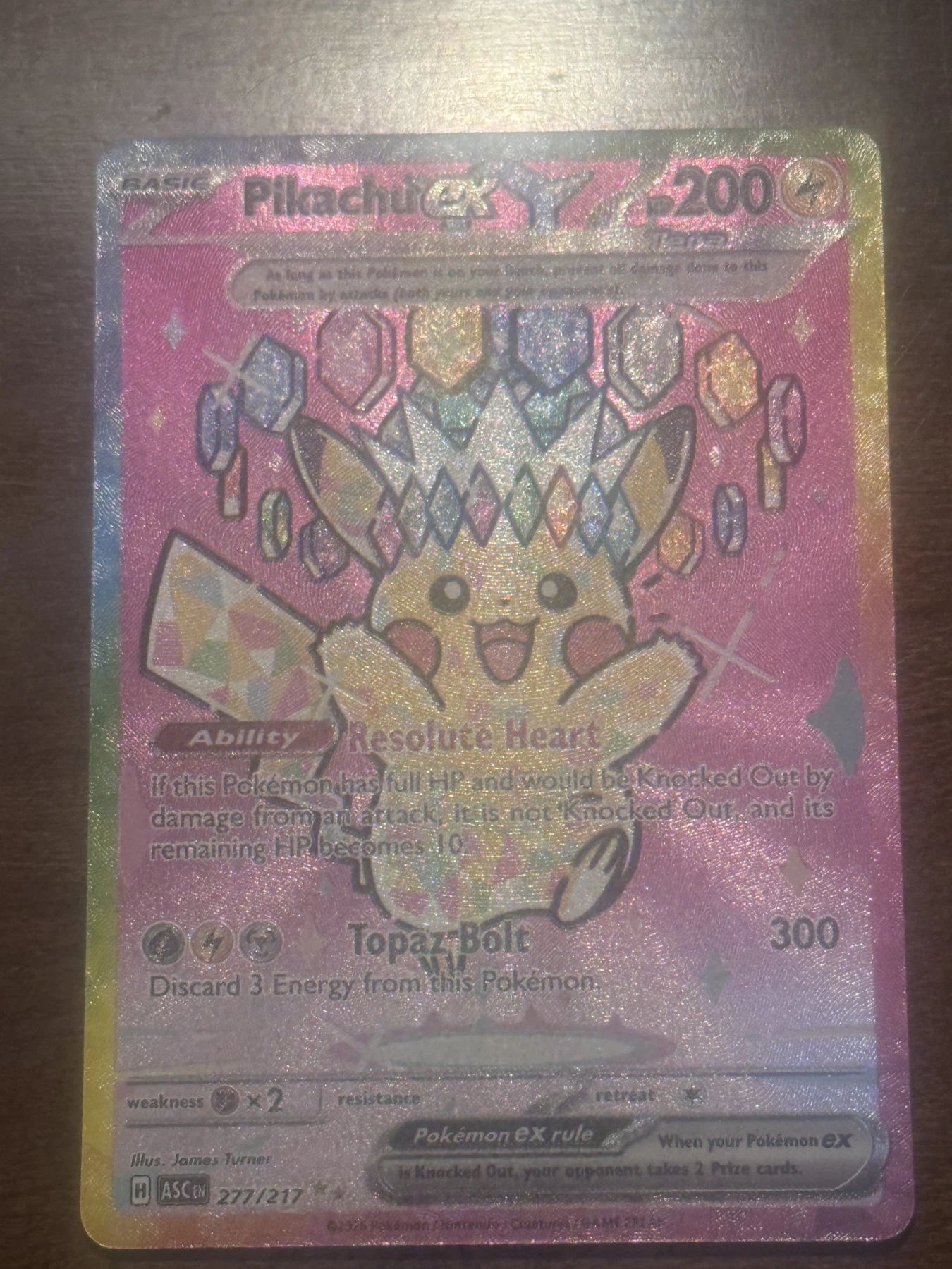 Pikachu ex 277/217 Ascended Heroes front card photo in PokeToGrade pregrading report