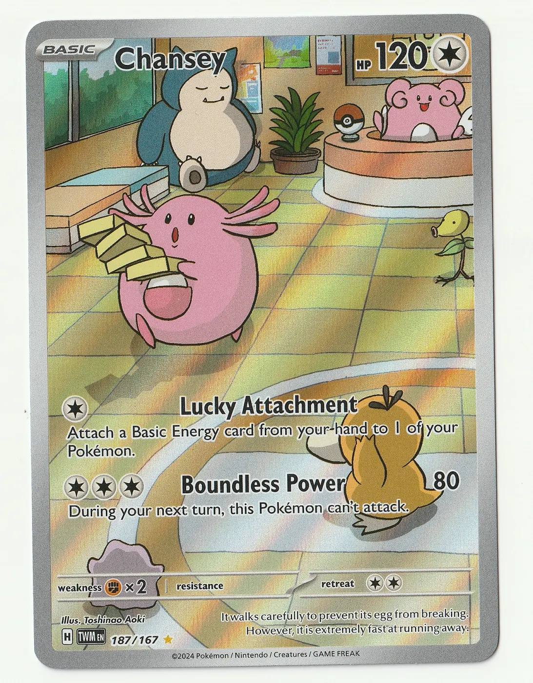 Chansey 187/167 Twilight Masquerade front card photo in PokeToGrade pregrading report