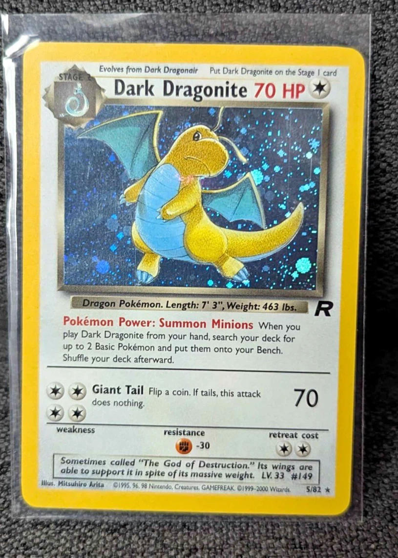 Dark Dragonite 005/82 Team Rocket front card photo in PokeToGrade pregrading report