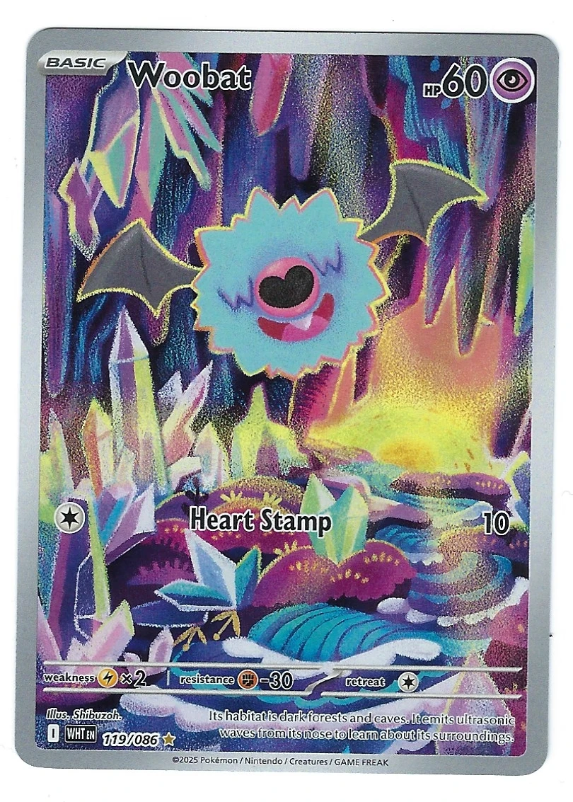 Woobat 119/86 White Flare front card photo in PokeToGrade pregrading report