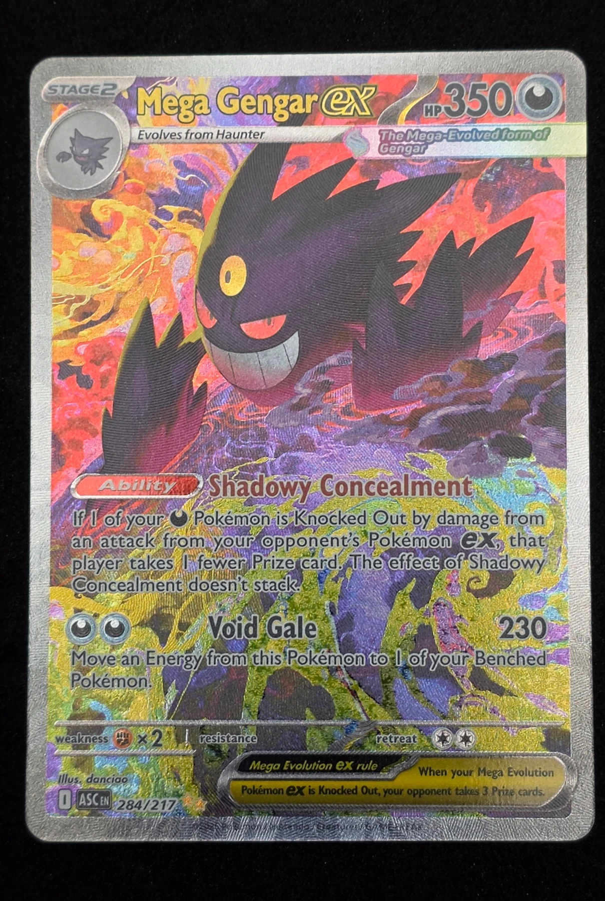 Mega Gengar ex 284/217 Ascended Heroes front card photo in PokeToGrade pregrading report