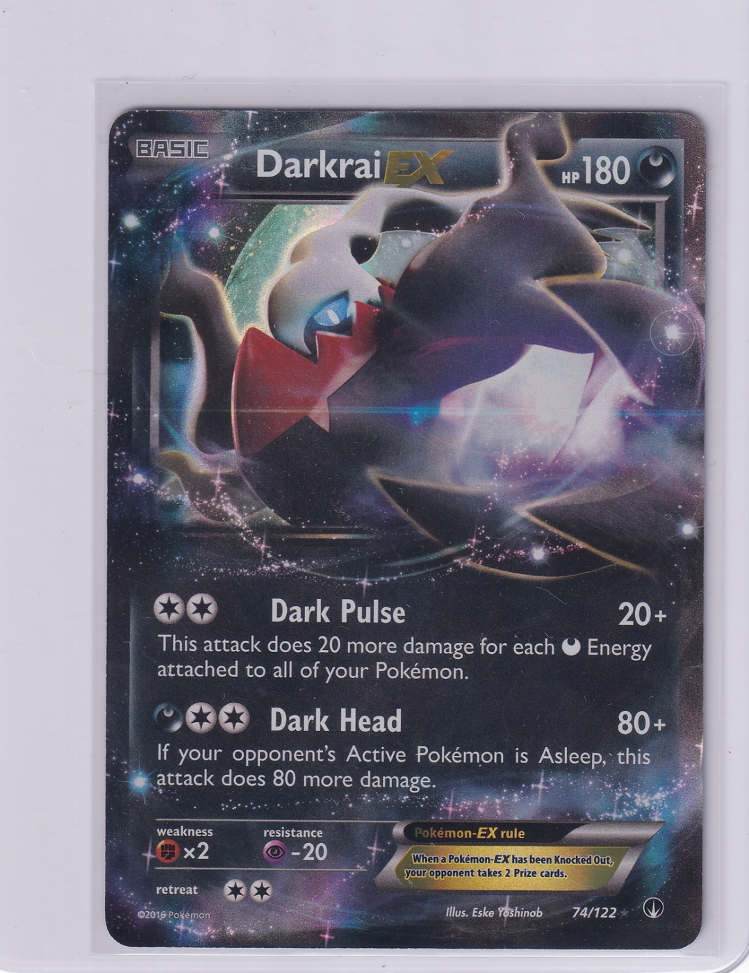 Darkrai EX 074/122 BREAKpoint front card photo in PokeToGrade pregrading report
