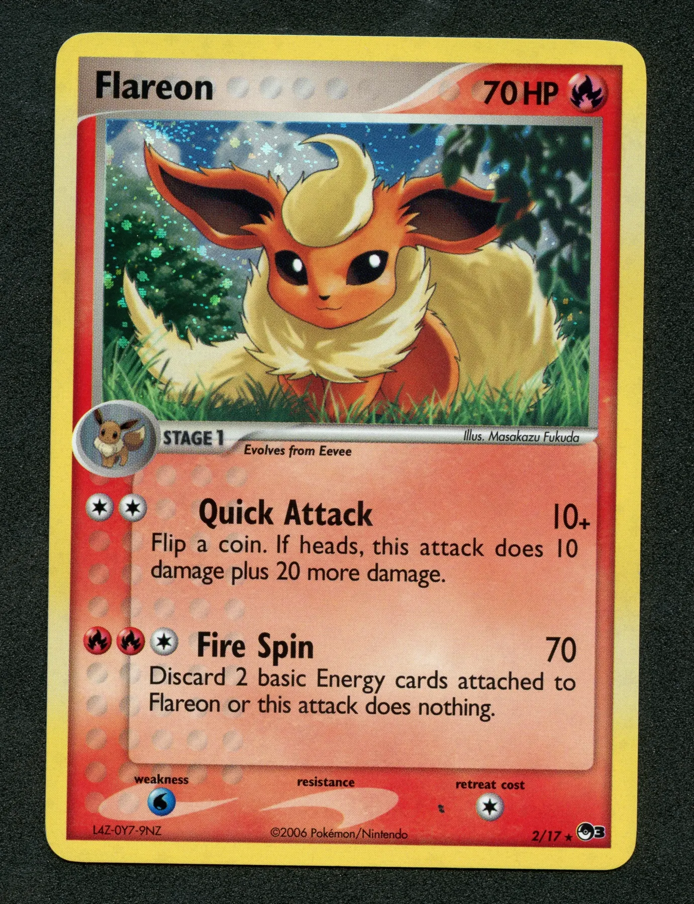 Flareon 002/17 POP Series 3 front card photo in PokeToGrade pregrading report