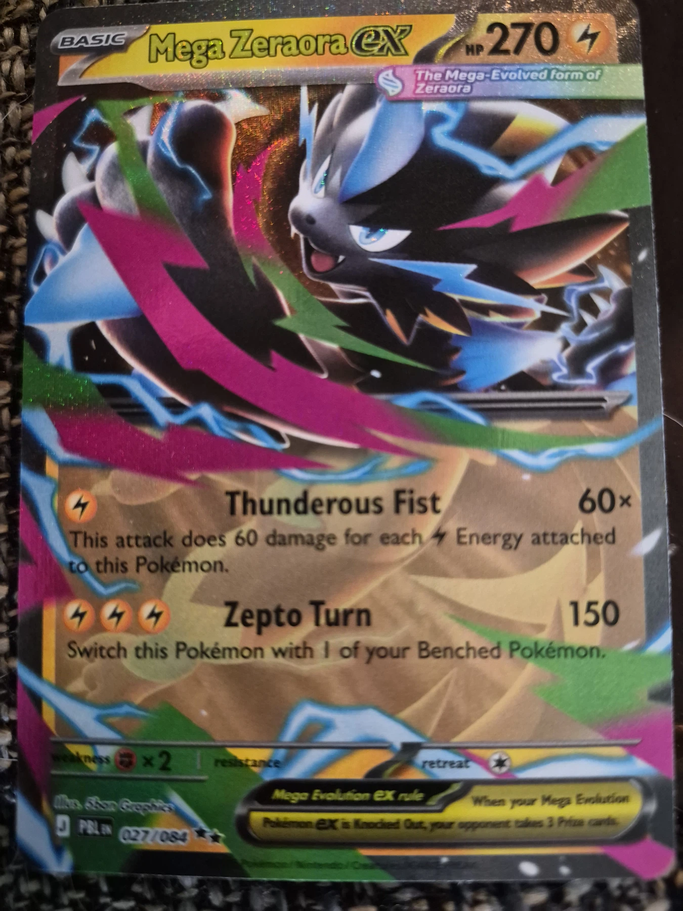 Mega Zeraora ex 027/84 Pitch Black front card photo in PokeToGrade pregrading report
