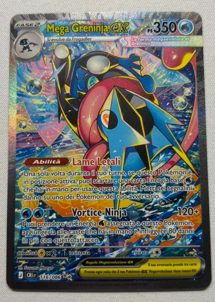 Mega Greninja ex 116/86 Chaos Rising front card photo in PokeToGrade pregrading report