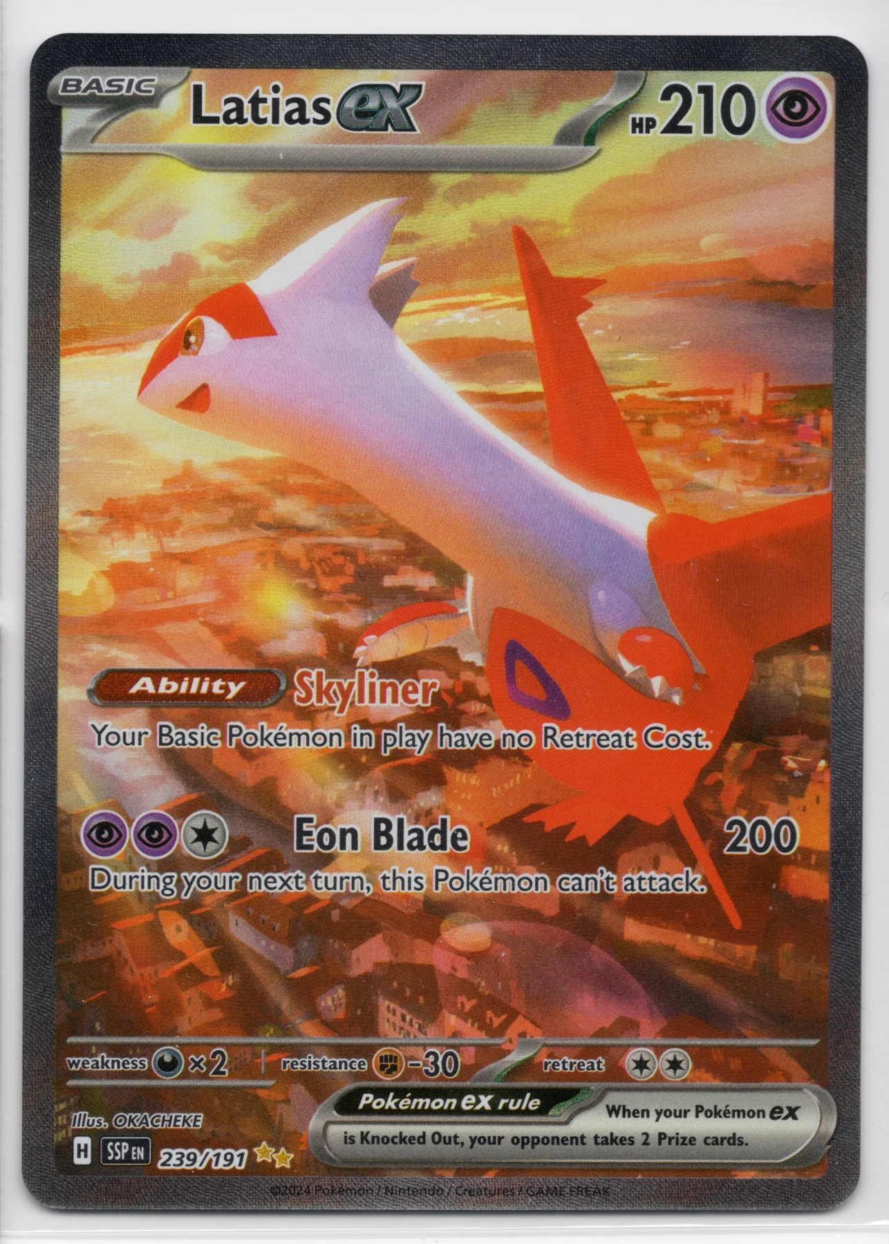 Latias ex 239/191 Surging Sparks front card photo in PokeToGrade pregrading report