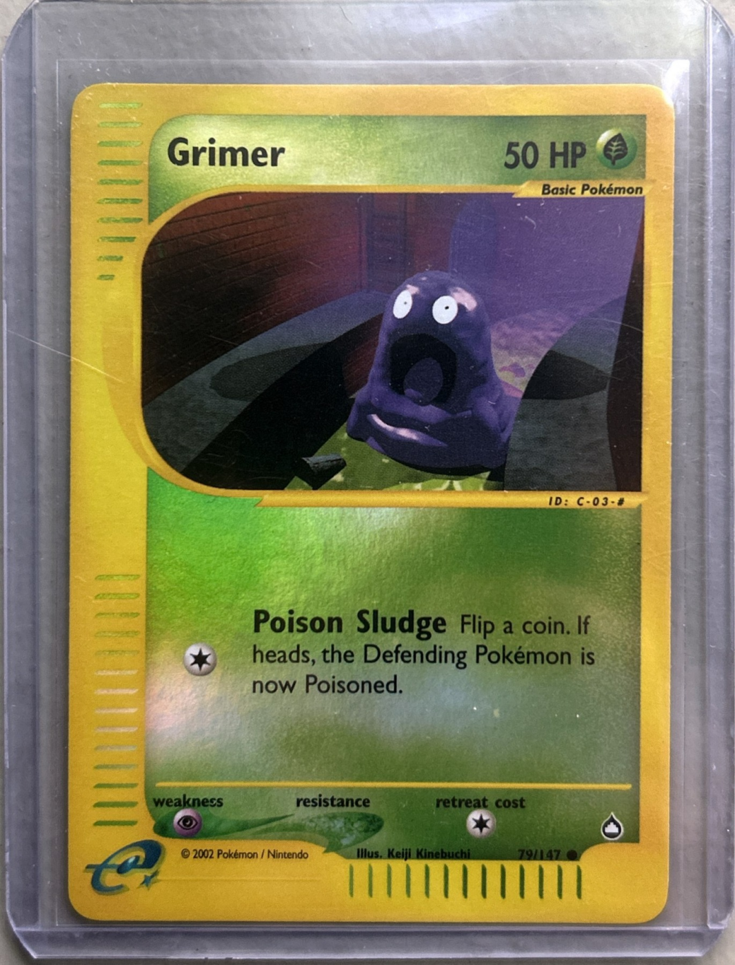 Grimer 079/147 (Reverse Holo) Aquapolis front card photo in PokeToGrade pregrading report