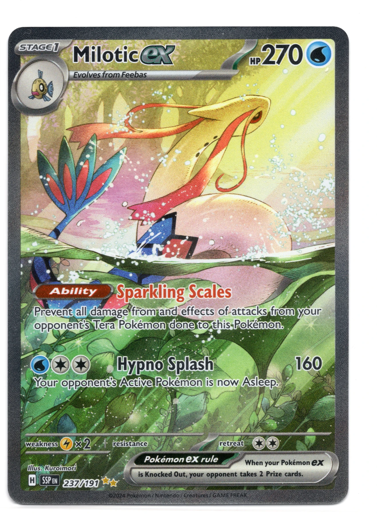 Milotic ex 237/191 Surging Sparks front card photo in PokeToGrade pregrading report