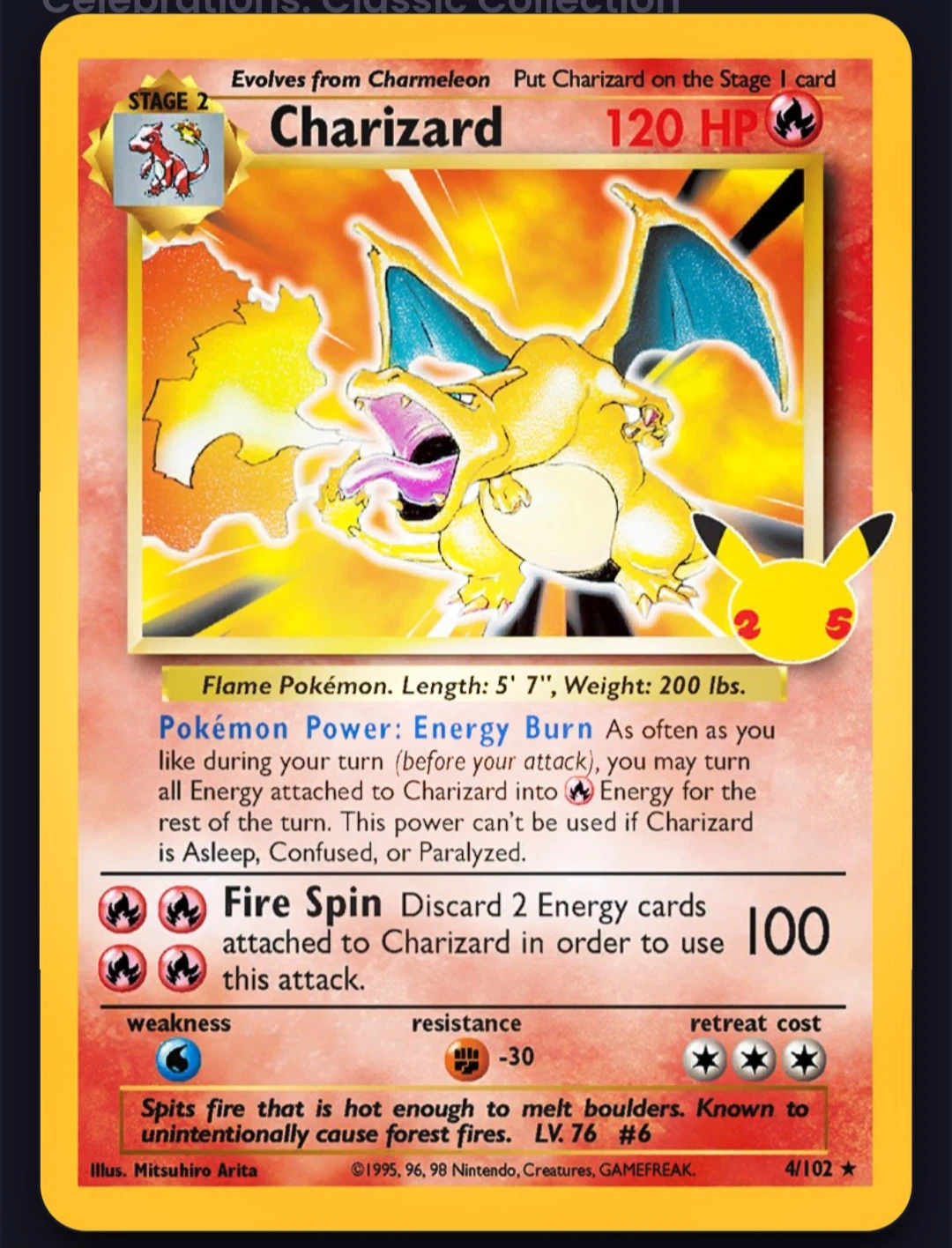Charizard 4A/25 Celebrations front card photo in PokeToGrade pregrading report