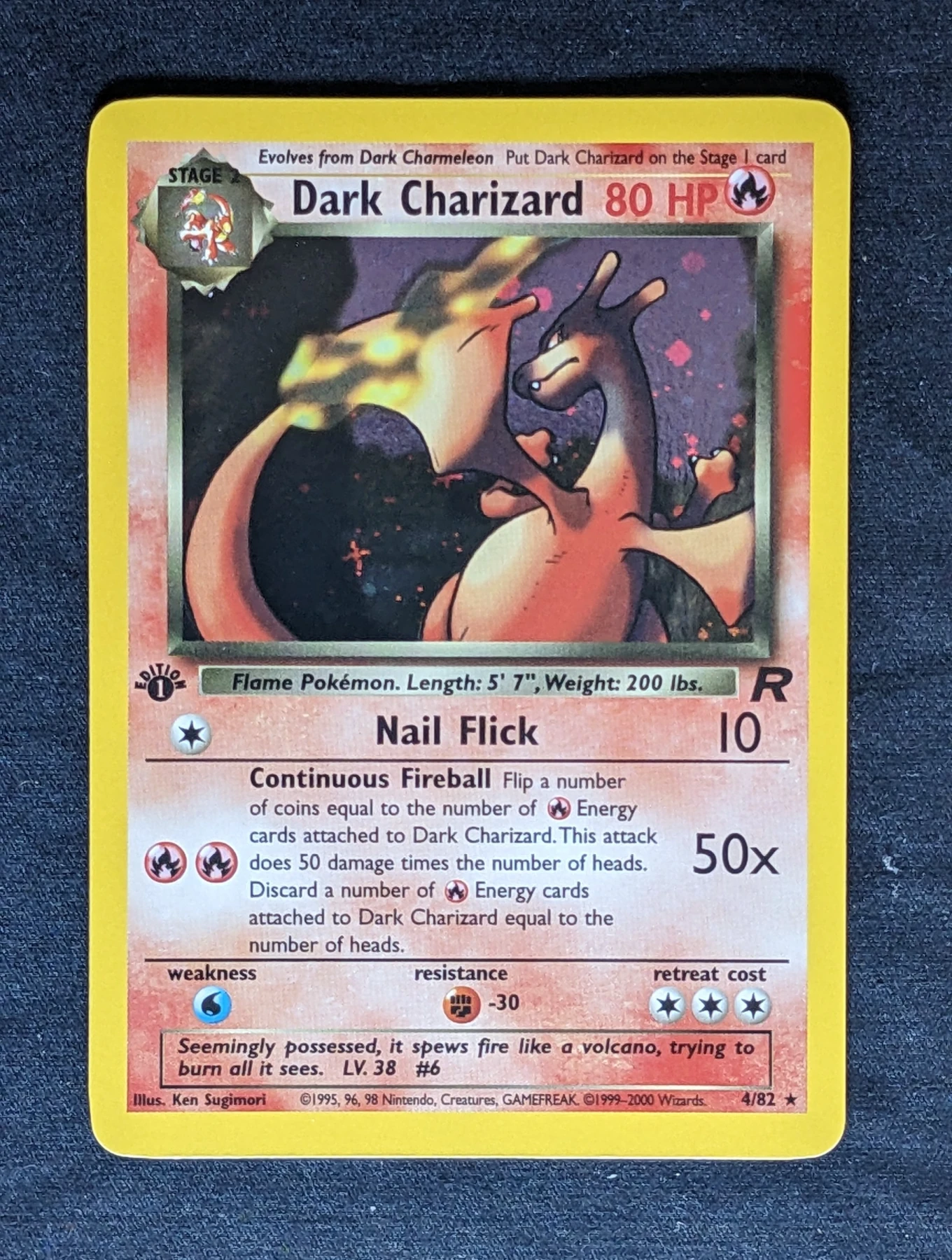 Dark Charizard 004/82 (First Edition Stamp) Team Rocket front card photo in PokeToGrade pregrading report