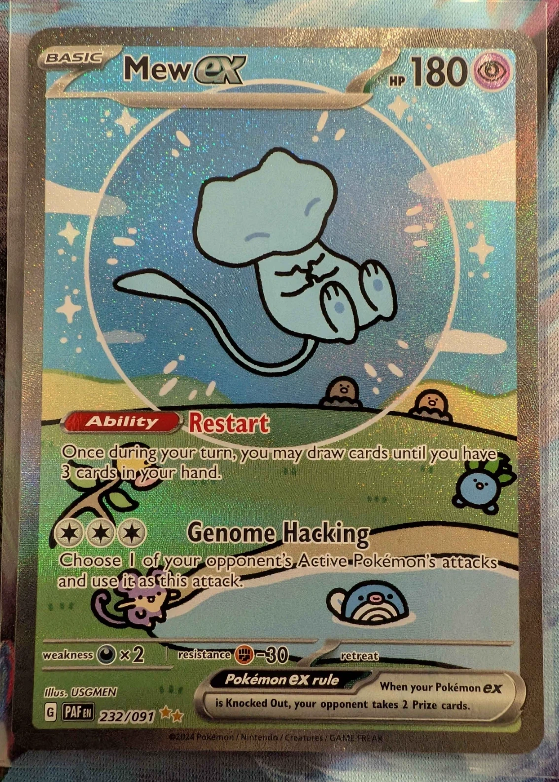 Mew ex 232/91 Paldean Fates front card photo in PokeToGrade pregrading report