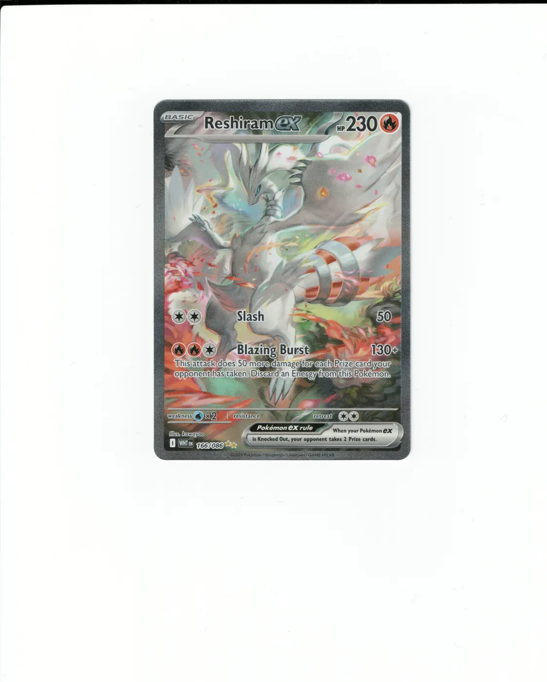 Reshiram ex 166/86 White Flare front card photo in PokeToGrade pregrading report