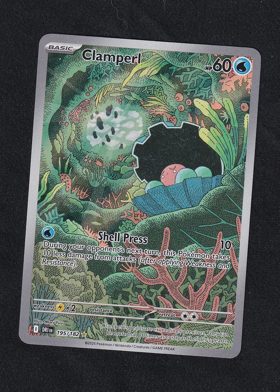 Clamperl 195/182 Destined Rivals front card photo in PokeToGrade pregrading report