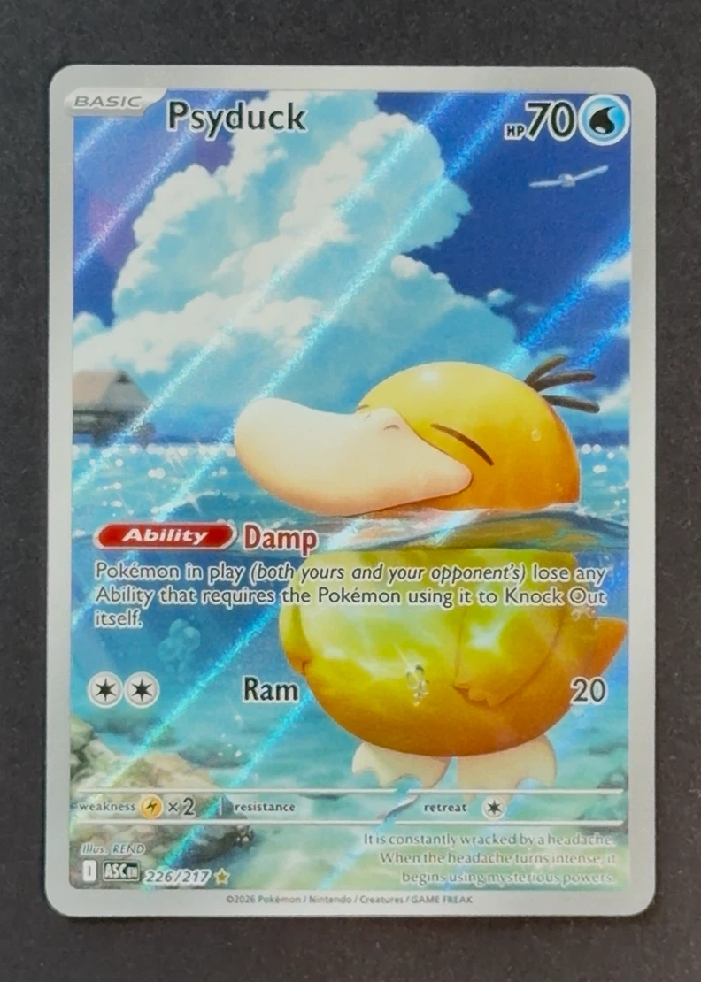 Psyduck 226/217 Ascended Heroes front card photo in PokeToGrade pregrading report