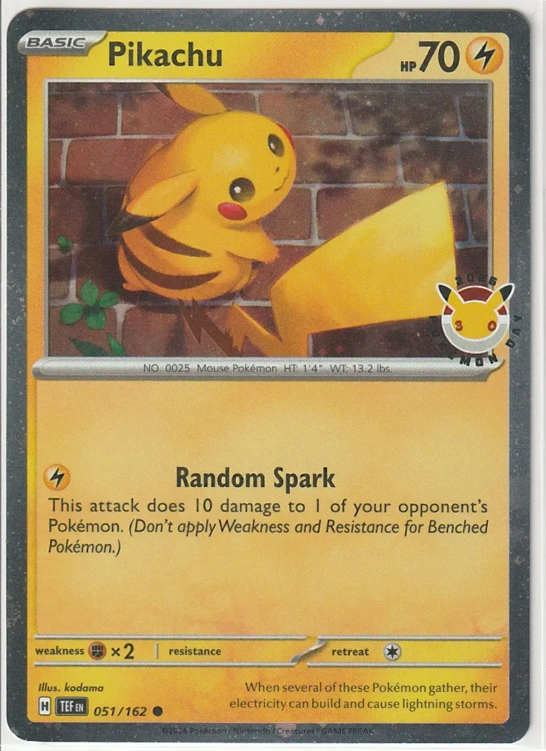 Pikachu 051/162 Temporal Forces front card photo in PokeToGrade pregrading report