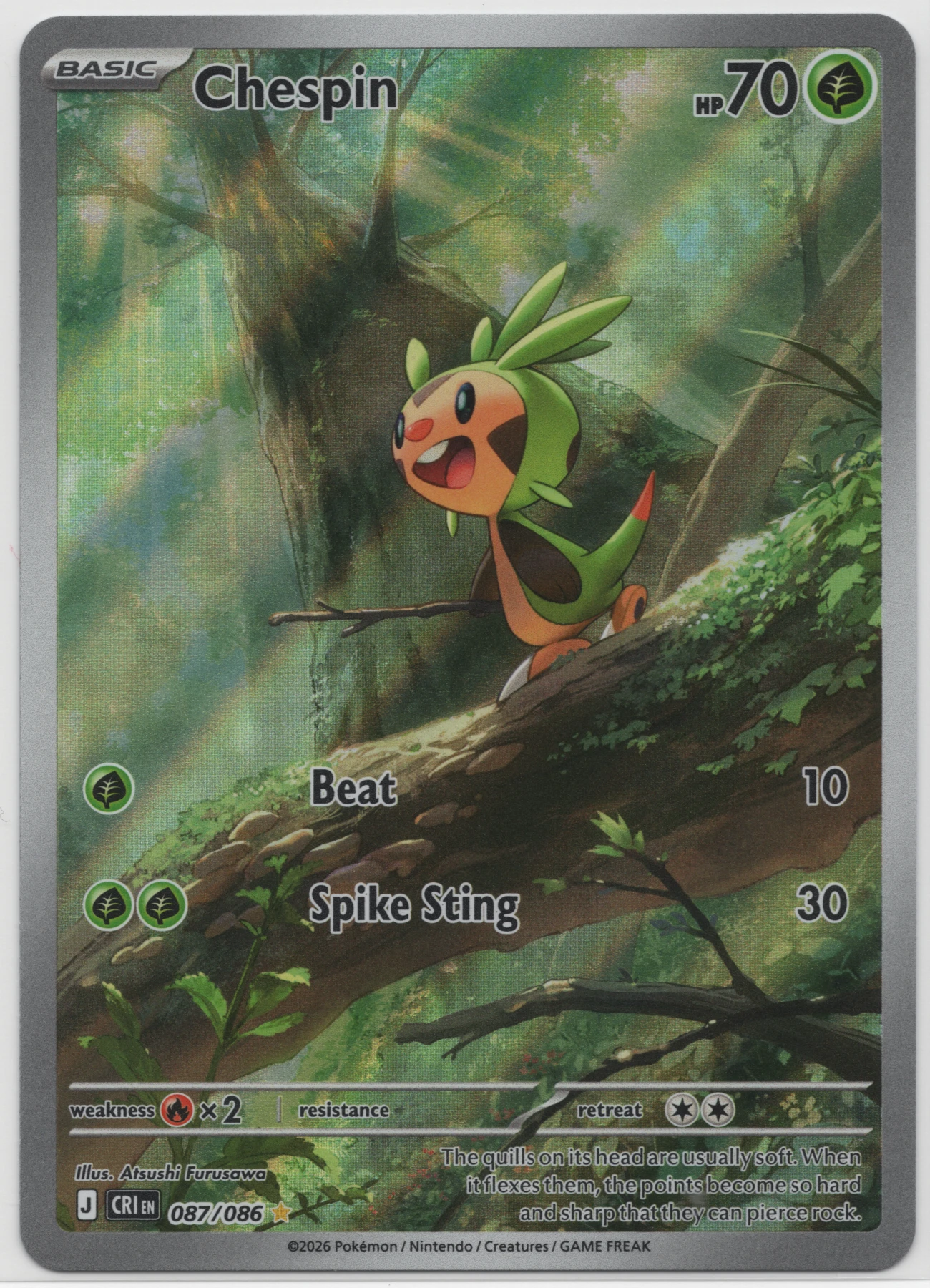 Chespin 087/86 Chaos Rising front card photo in PokeToGrade pregrading report