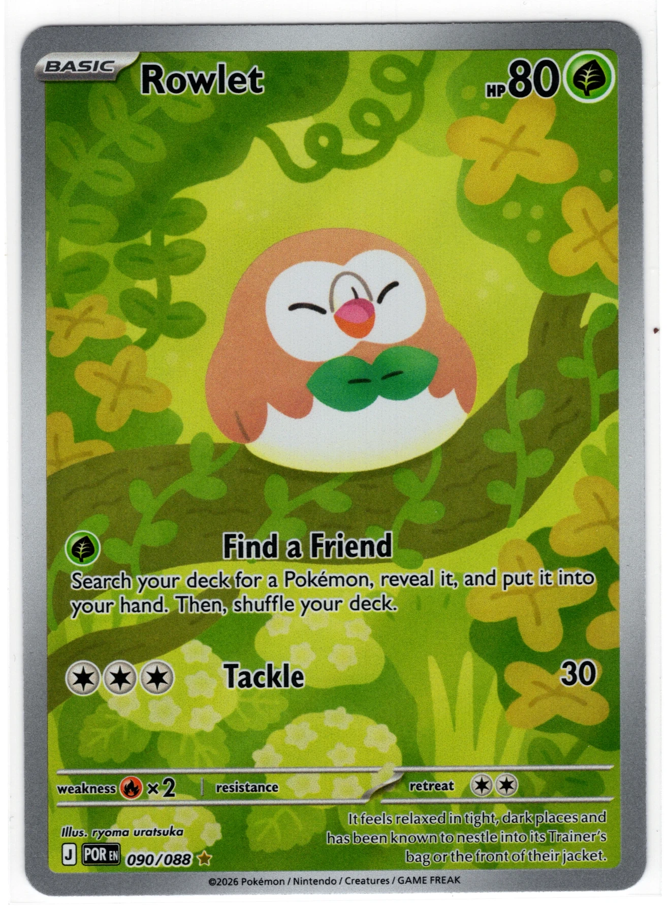 Rowlet 090/88 Perfect Order front card photo in PokeToGrade pregrading report