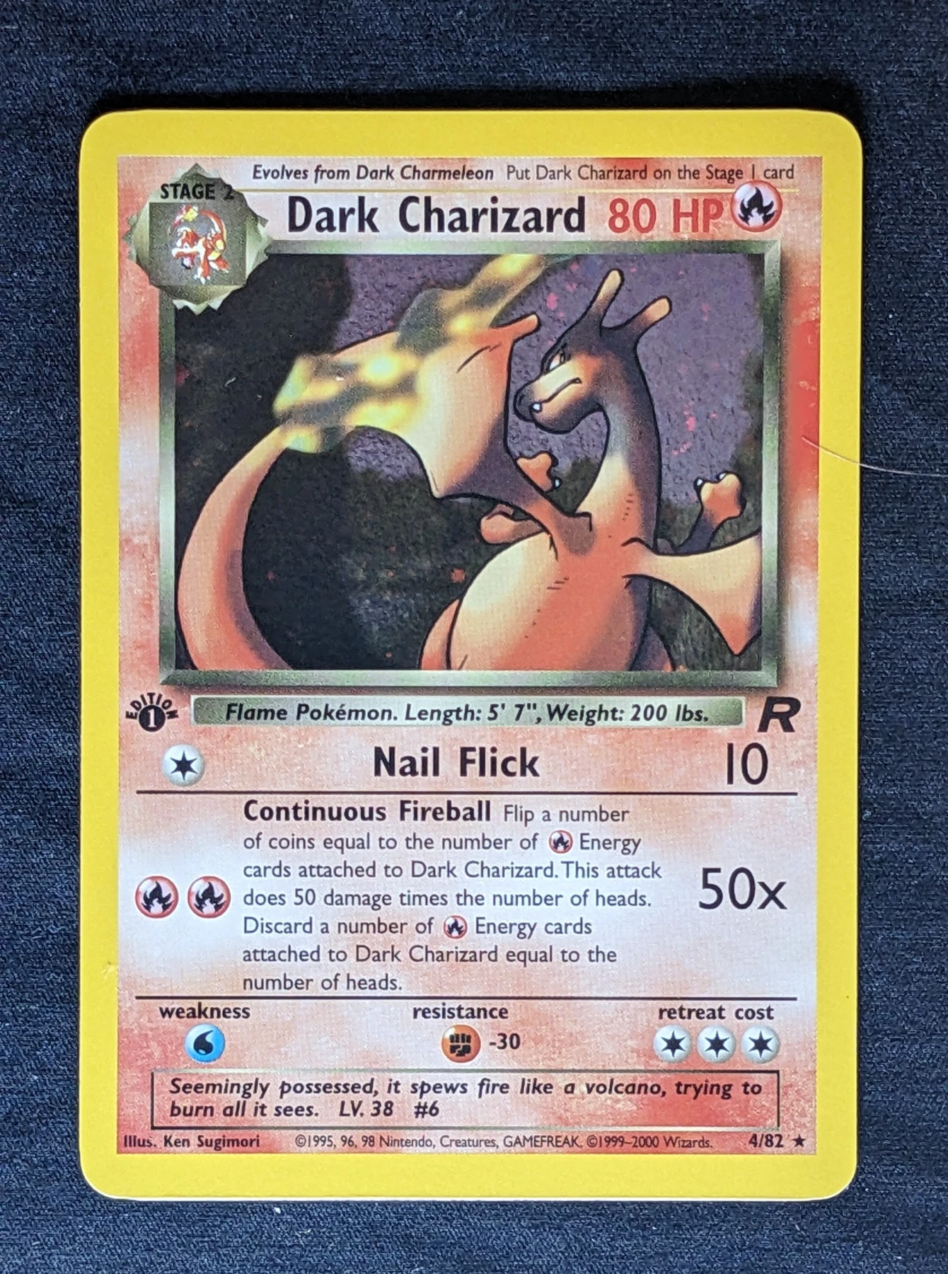 Dark Charizard 004/82 (First Edition Stamp) Team Rocket front card photo in PokeToGrade pregrading report