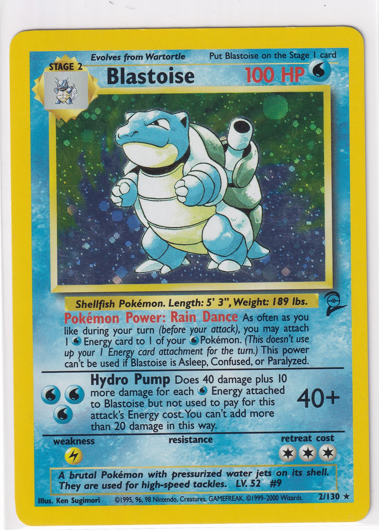 Blastoise 002/130 Base Set 2 front card photo in PokeToGrade pregrading report