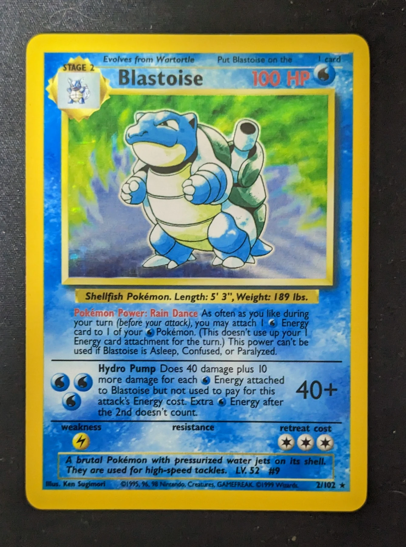 Blastoise 002/102 Base Set front card photo in PokeToGrade pregrading report