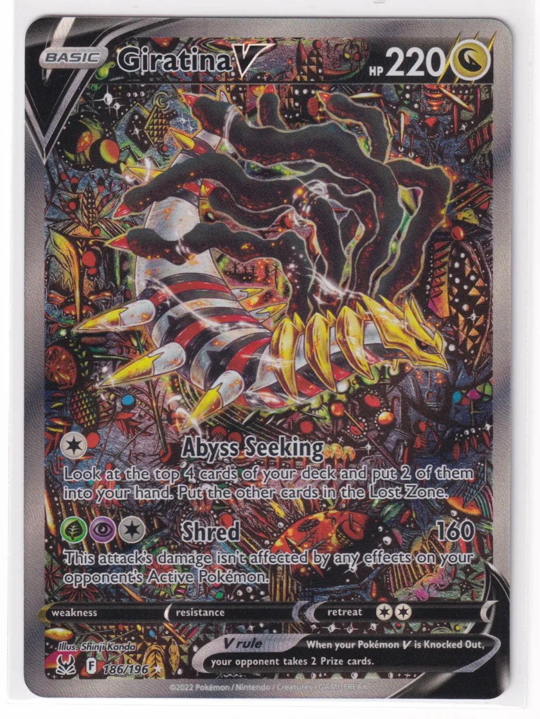 Giratina V 186/196 Lost Origin front card photo in PokeToGrade pregrading report