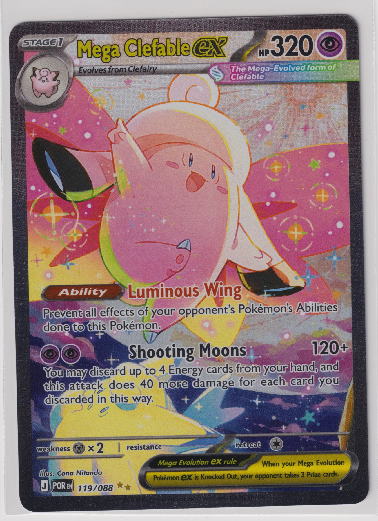 Mega Clefable ex 119/88 Perfect Order front card photo in PokeToGrade pregrading report