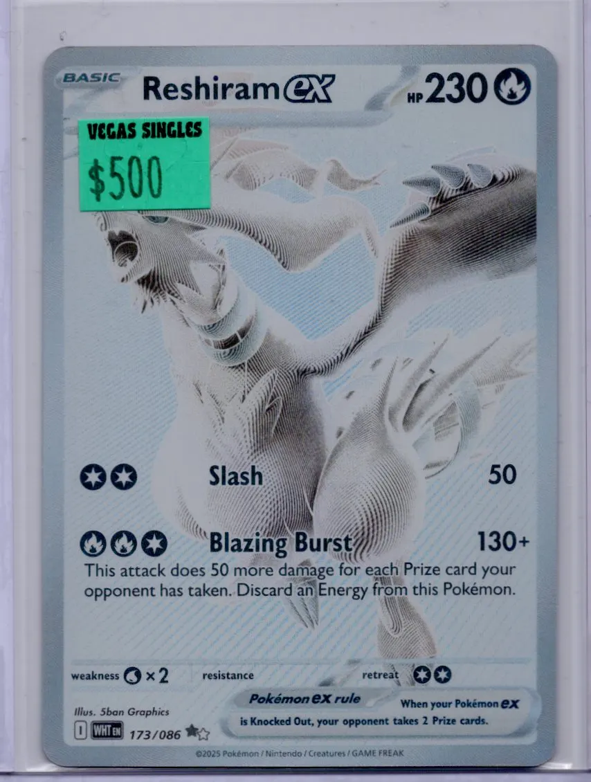 Reshiram ex 173/86 White Flare front card photo in PokeToGrade pregrading report