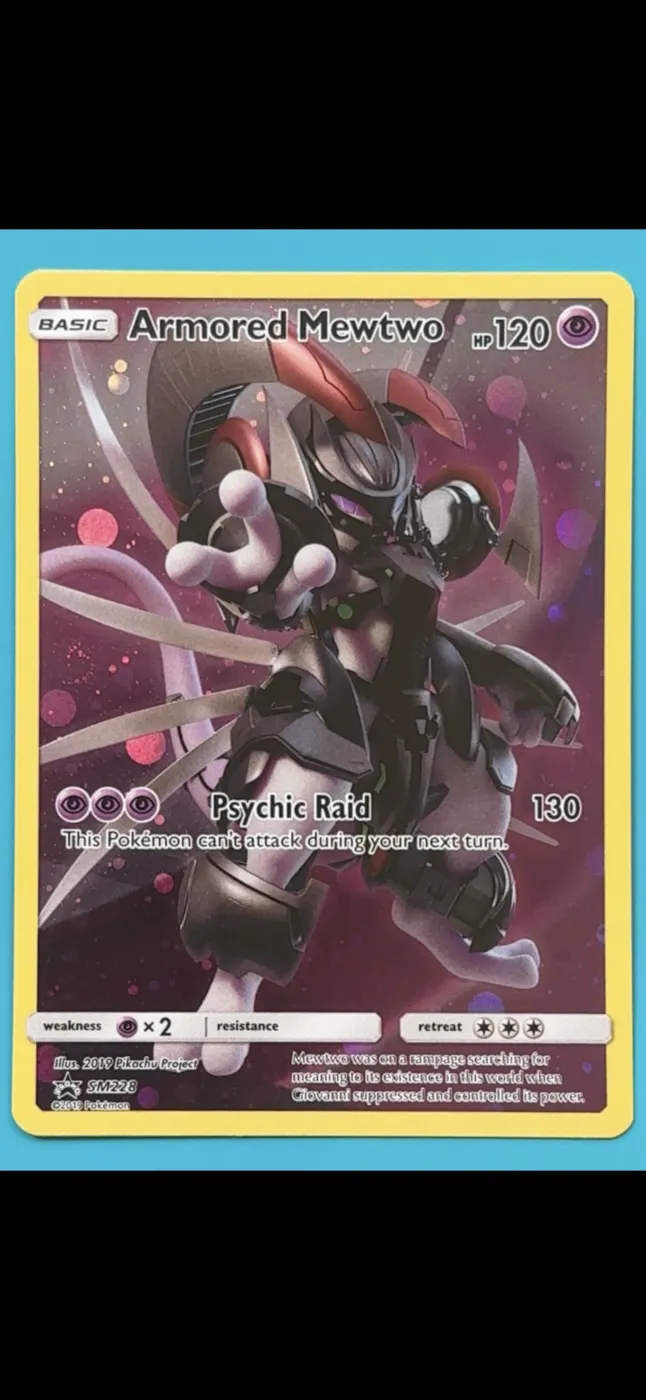 Armored Mewtwo SM228/248 SM Black Star Promos front card photo in PokeToGrade pregrading report