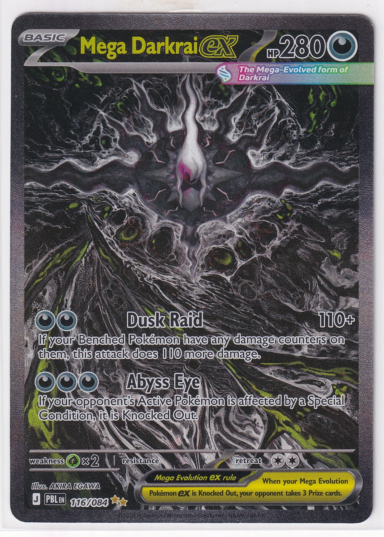Mega Darkrai ex 116/84 Pitch Black front card photo in PokeToGrade pregrading report