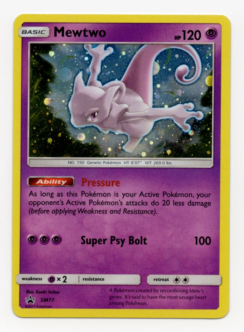 Mewtwo SM77/248 SM Black Star Promos front card photo in PokeToGrade pregrading report