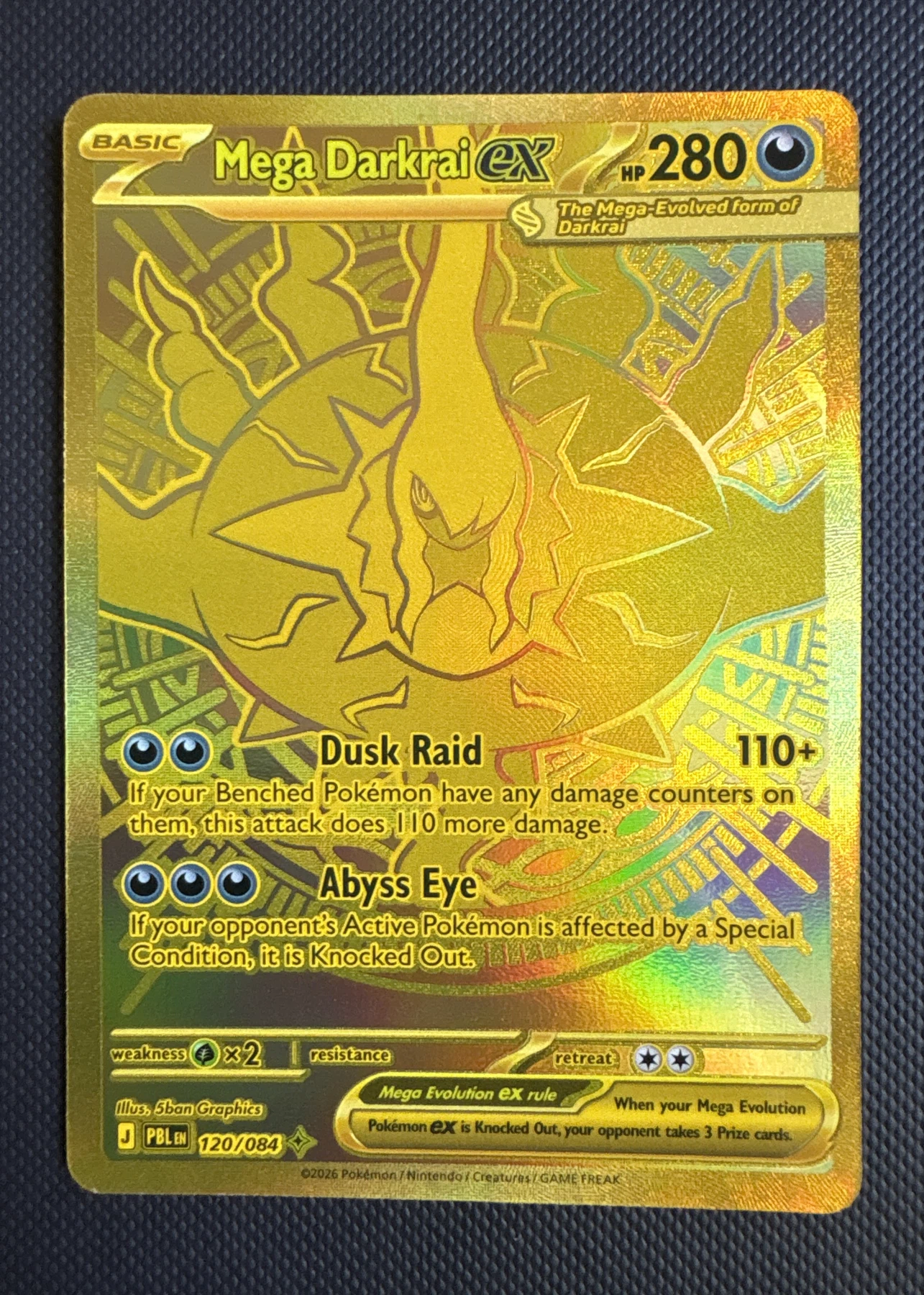 Mega Darkrai ex 120/84 Pitch Black front card photo in PokeToGrade pregrading report