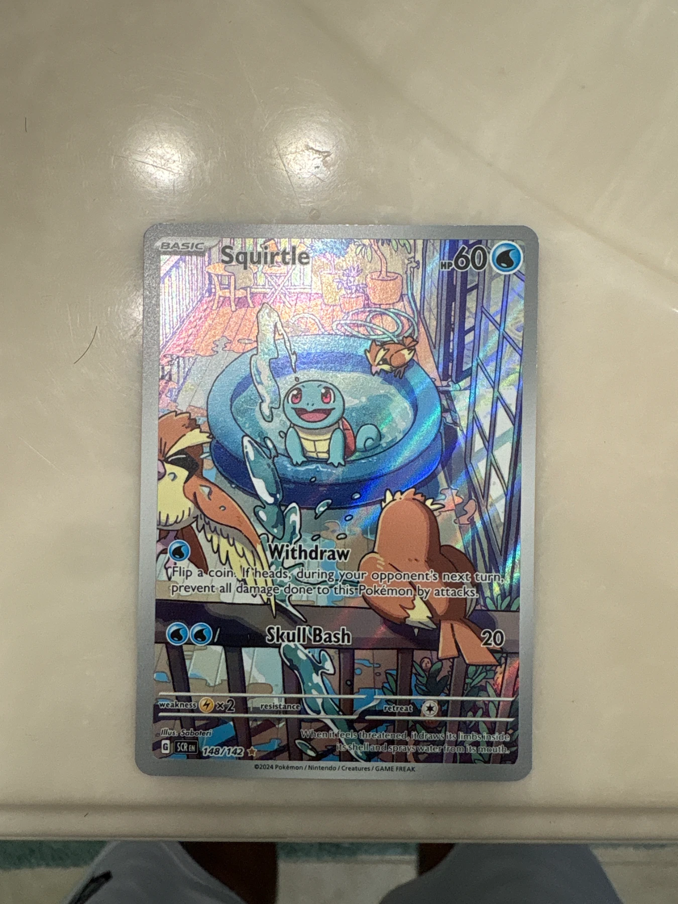 Squirtle 148/142 Stellar Crown front card photo in PokeToGrade pregrading report