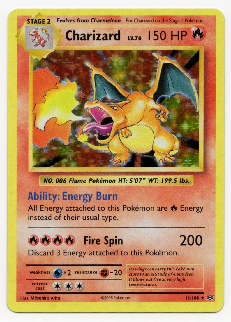Charizard 011/108 Evolutions front card photo in PokeToGrade pregrading report