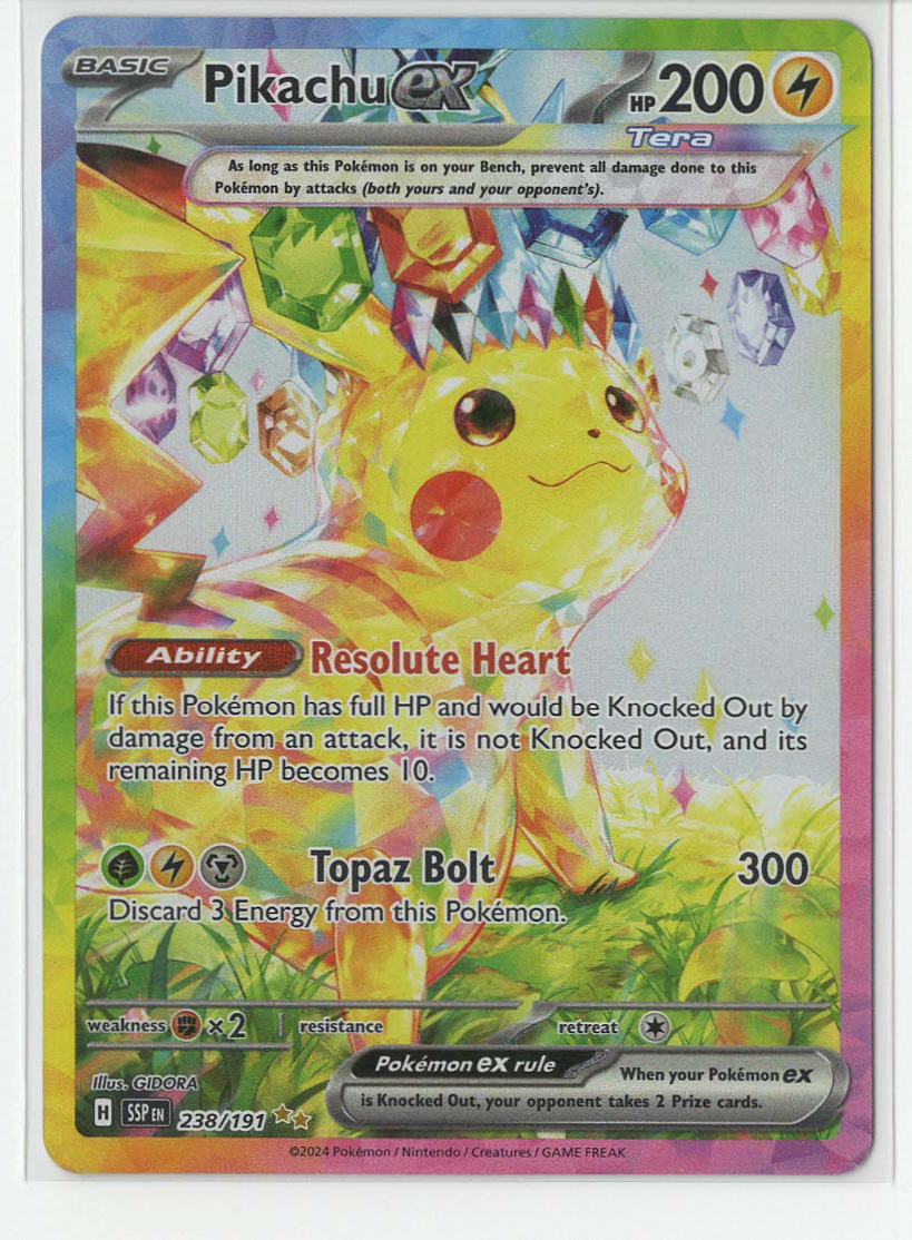 Pikachu ex 238/191 Surging Sparks front card photo in PokeToGrade pregrading report