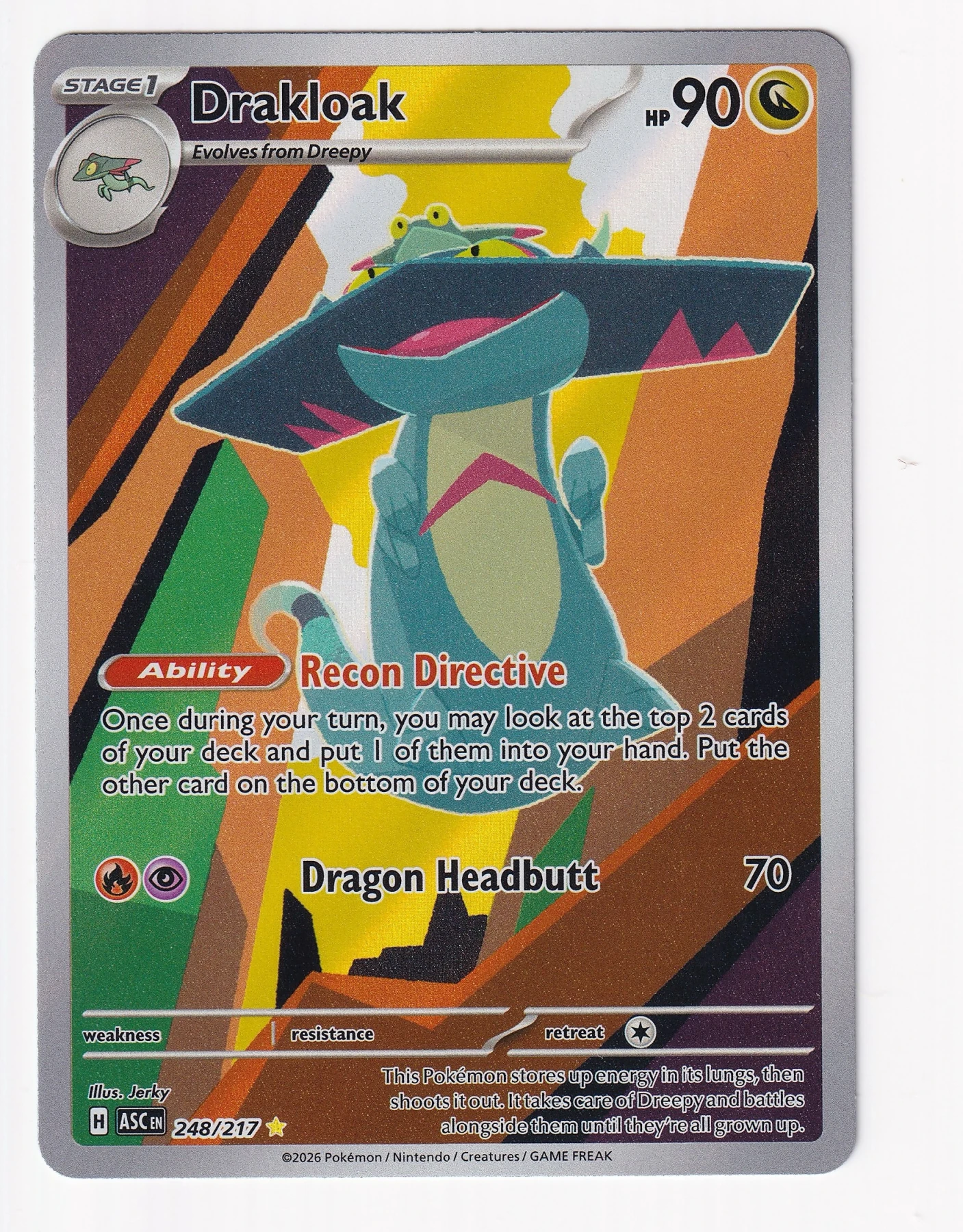 Drakloak 248/217 Ascended Heroes front card photo in PokeToGrade pregrading report