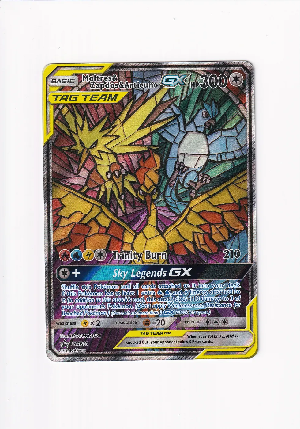 Moltres & Zapdos & Articuno GX SM210/248 SM Black Star Promos front card photo in PokeToGrade pregrading report