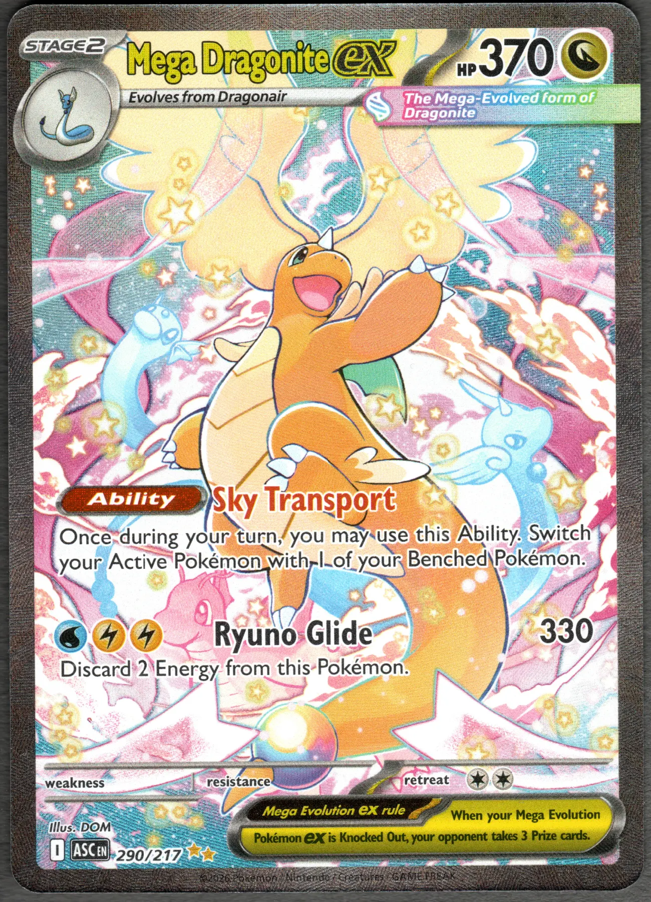 Mega Dragonite ex 290/217 Ascended Heroes front card photo in PokeToGrade pregrading report