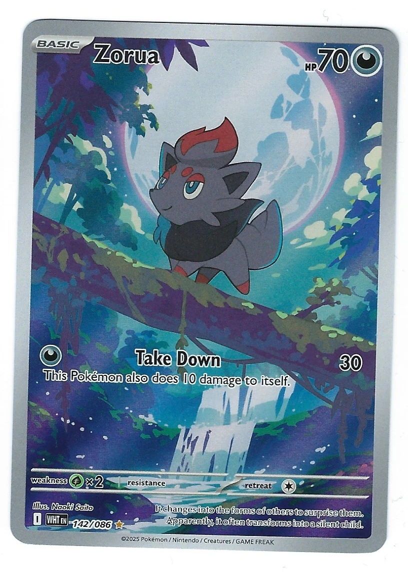 Zorua 142/86 White Flare front card photo in PokeToGrade pregrading report