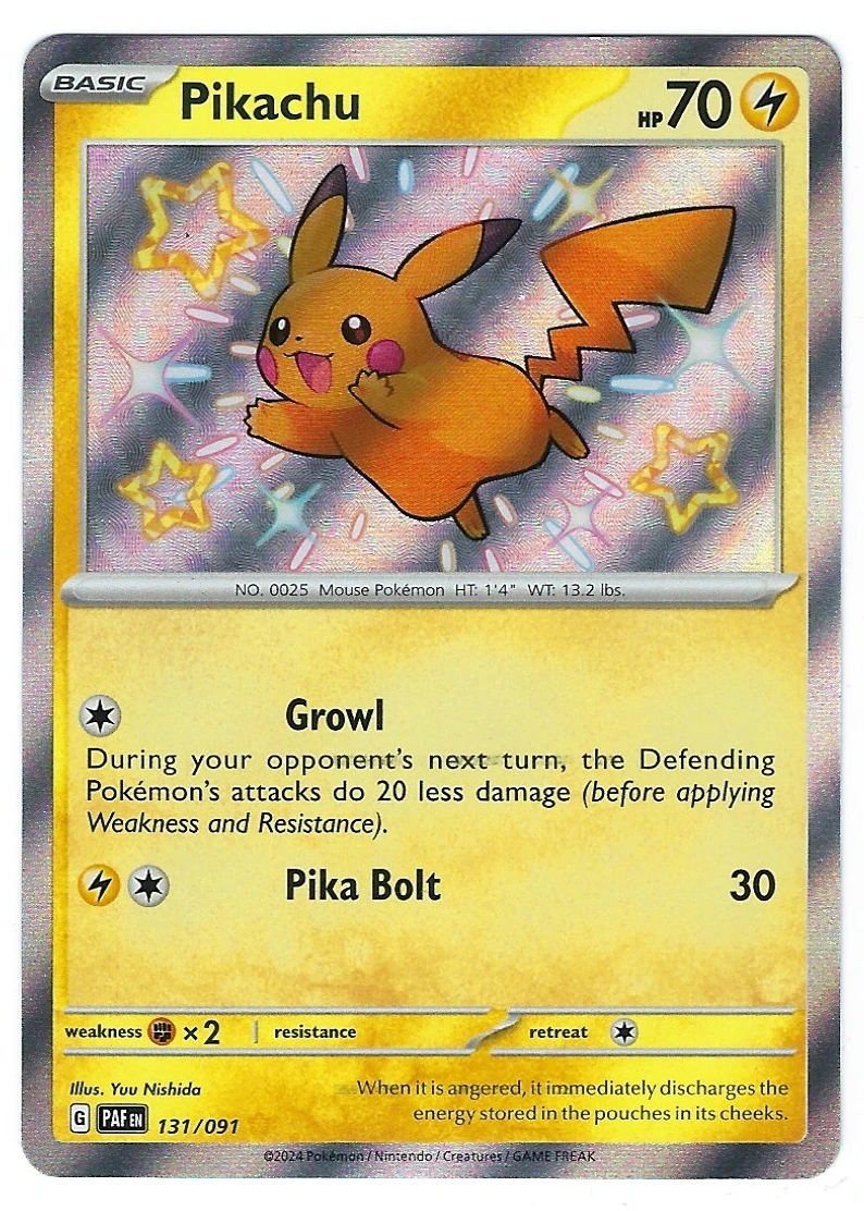 Pikachu 131/91 Paldean Fates front card photo in PokeToGrade pregrading report