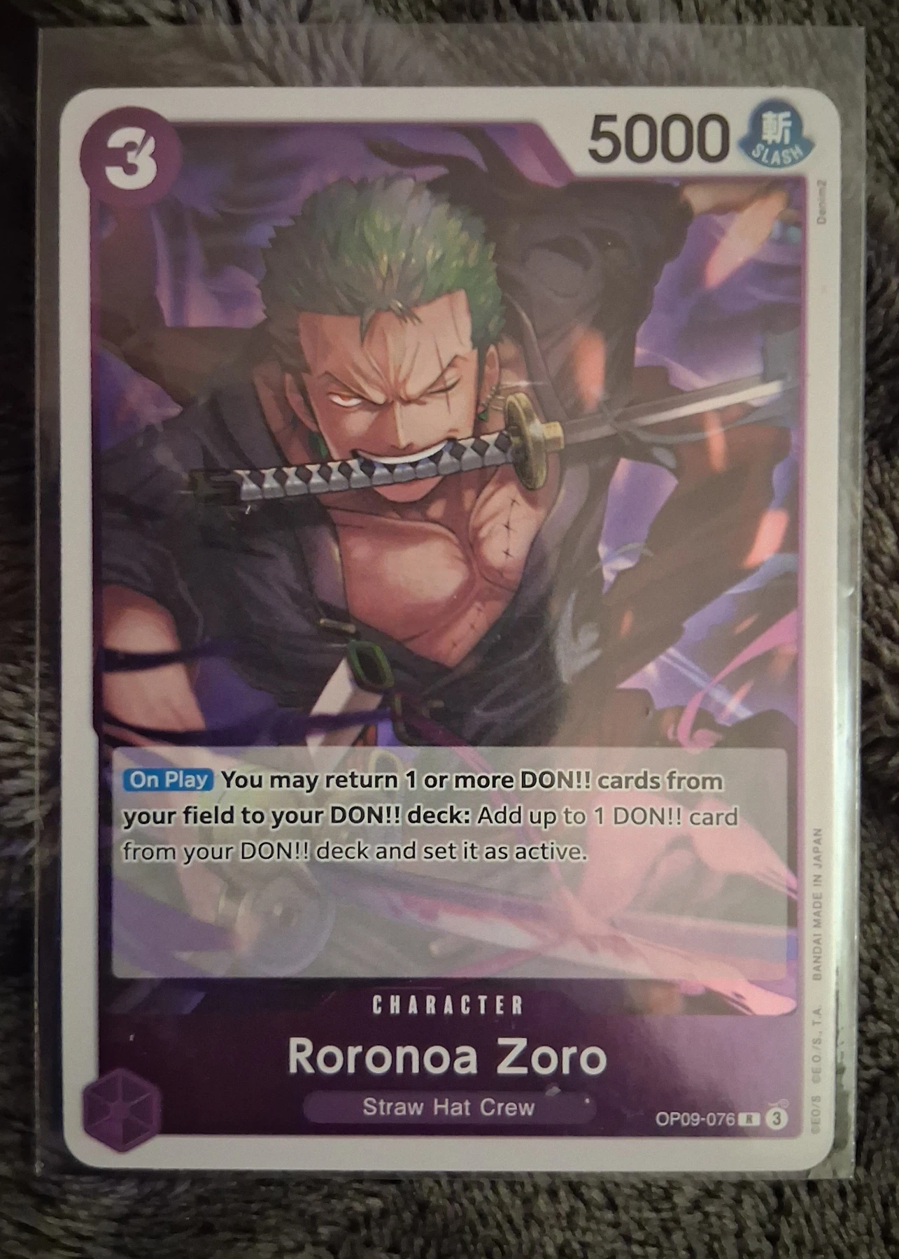 Roronoa Zoro OP09-076 One Piece Promotion Cards front card photo in PokeToGrade pregrading report