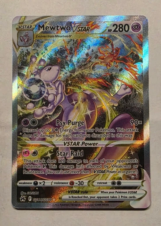 Mewtwo VSTAR GG44/159 Crown Zenith front card photo in PokeToGrade pregrading report