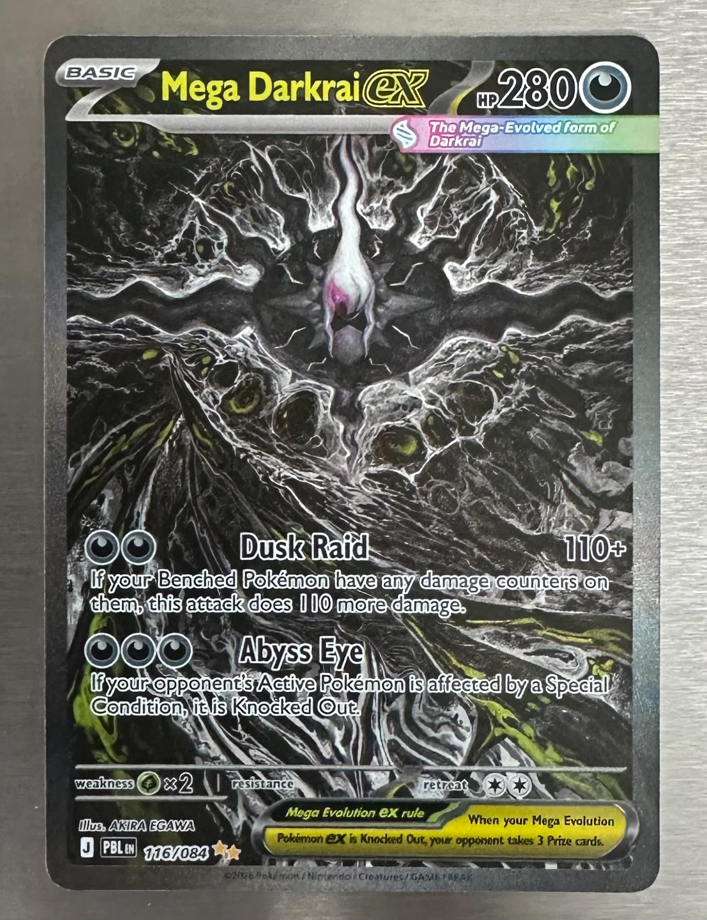Mega Darkrai ex 116/84 Pitch Black front card photo in PokeToGrade pregrading report